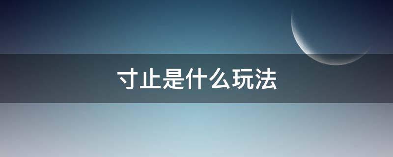 寸止是什么玩法(寸止游戏啥意思)