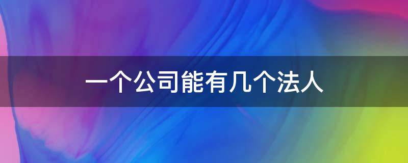 一个公司能有几个法人 一个公司能有几个法人股东