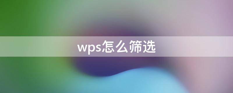 wps怎么筛选（wps怎么筛选重复的名字）