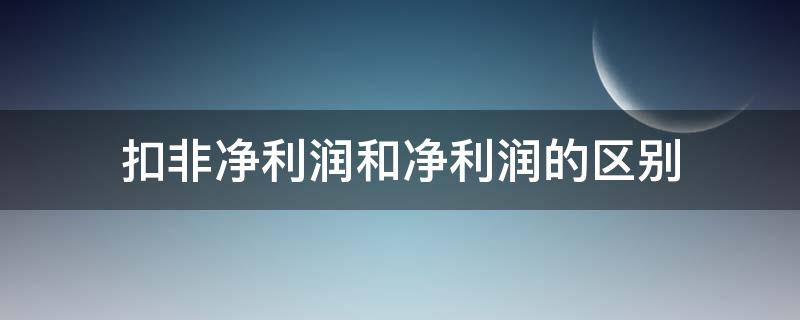 扣非净利润和净利润的区别（扣非净利润和净利润的区别 通俗）