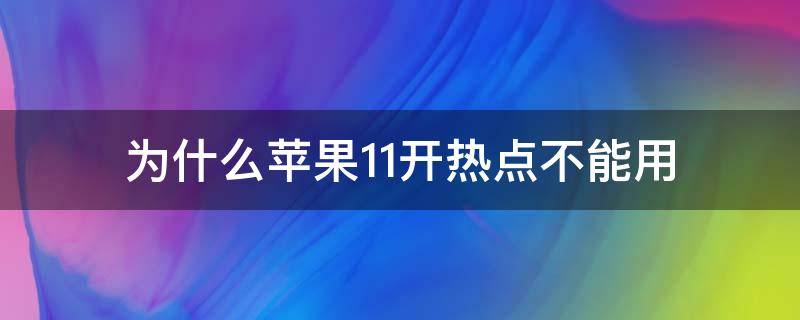 为什么苹果11开热点不能用（为什么苹果11没办法开热点）