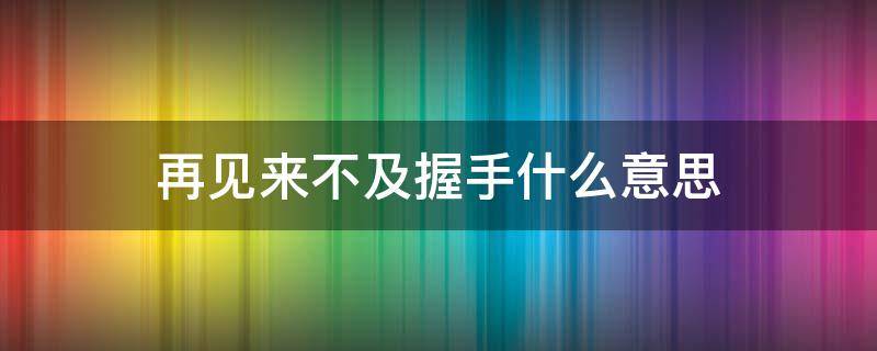 再见来不及握手什么意思（再见来不及握手还是再见来不及挥手）