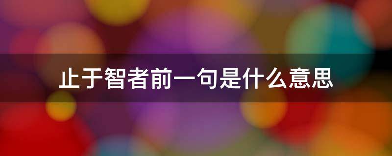 止于智者前一句是什么意思 止于智者的意思是什么