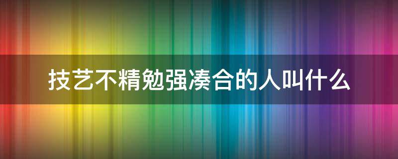 技艺不精勉强凑合的人叫什么 技艺不精勉强凑合的人叫什么(俗称