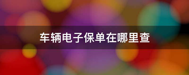 车辆电子保单在哪里查 车辆电子保单在哪里查询