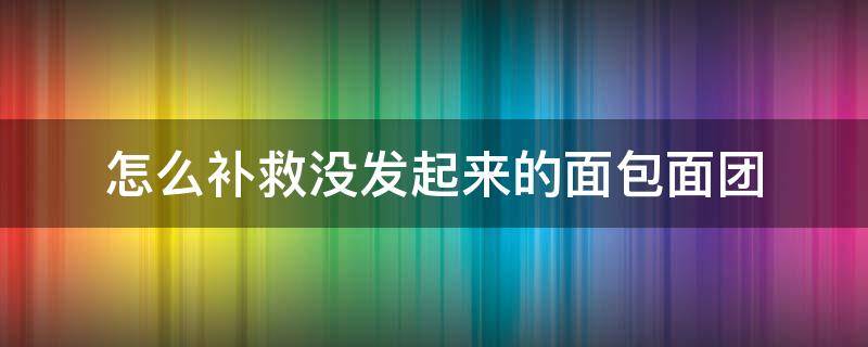 怎么补救没发起来的面包面团 没发起来的面包怎么处理