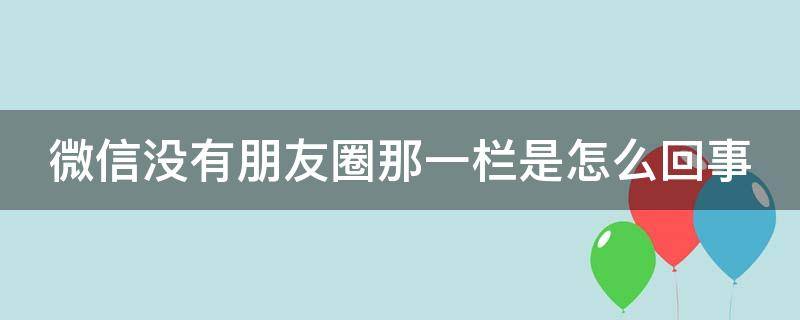 微信没有朋友圈那一栏是怎么回事（微信没有朋友圈那一栏是怎么回事本人）