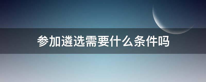 参加遴选需要什么条件吗 遴选的条件