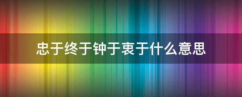 忠于终于钟于衷于什么意思 忠于 衷于 钟于 终于什么意思