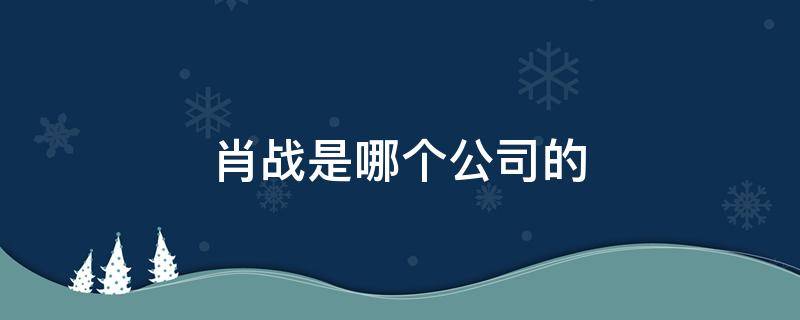 肖战是哪个公司的（肖战是哪个公司的艺人是新丽吗）