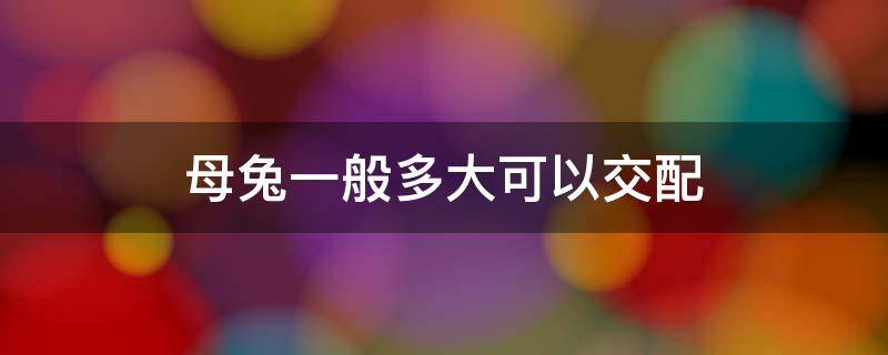 母兔一般多大可以交配 公兔配母兔多长时间