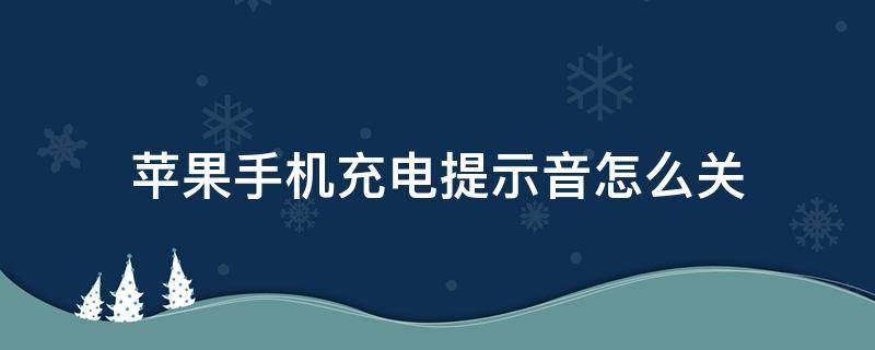 苹果手机充电提示音怎么关（苹果手机充电提示音怎么关闭弹窗）