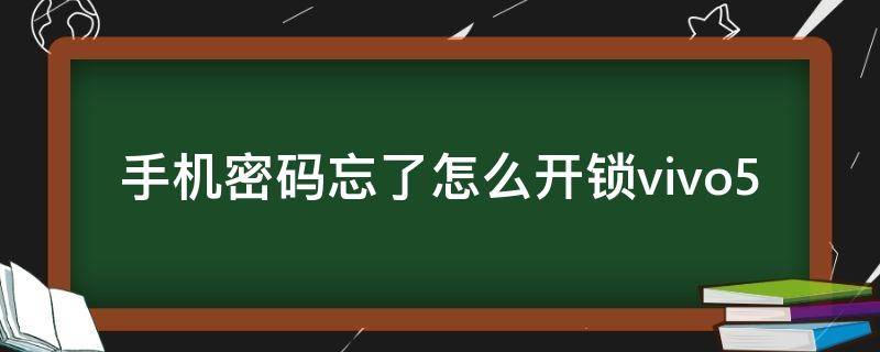 手机密码忘了怎么开锁vivo5（手机密码忘了怎么开锁不丢失资料）