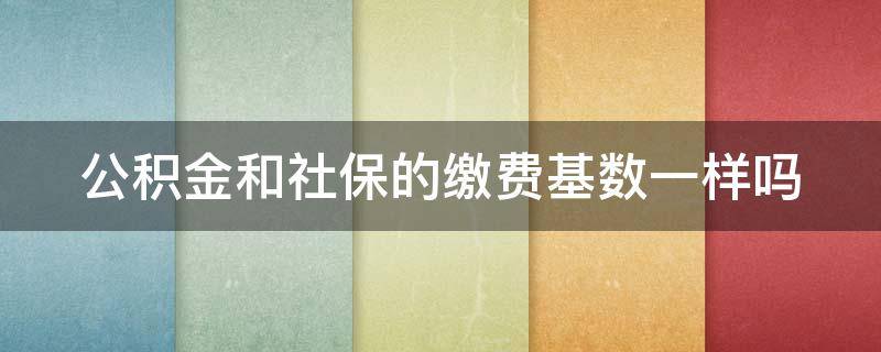 公积金和社保的缴费基数一样吗 公积金和社保的缴费基数一样吗怎么查