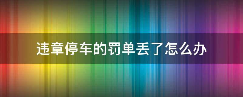 违章停车的罚单丢了怎么办（车辆停车违章罚单丢了怎么办）