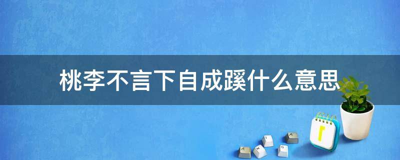 桃李不言下自成蹊什么意思 桃李不言下自成蹊什么意思 选择题