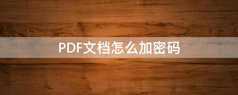 PDF文档怎么加密码 pdf文档怎么加密码保护