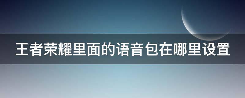 王者荣耀里面的语音包在哪里设置 王者荣耀语音包在哪设置?