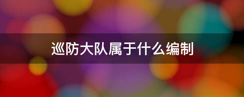 巡防大队属于什么编制 巡警大队是什么编制