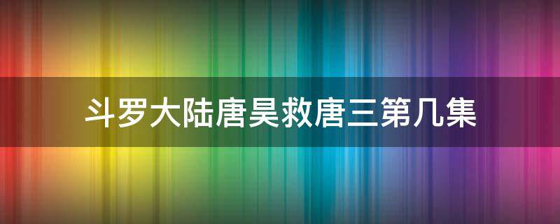 斗罗大陆唐昊救唐三第几集（斗罗大陆唐昊救唐三第几集动漫）