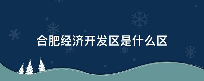 合肥经济开发区是什么区（合肥经济开发区有几个）