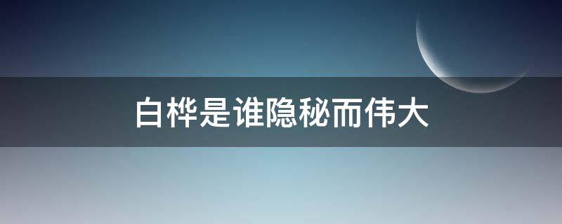 白桦是谁隐秘而伟大 隐秘而伟大白桦是什么意思