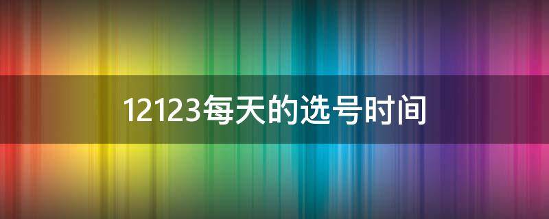 12123每天的选号时间 12123选号有时间吗
