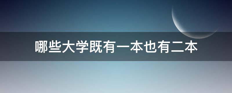哪些大学既有一本也有二本(有的大学既有一本也有二本)