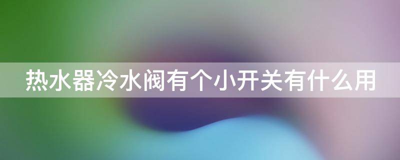 热水器冷水阀有个小开关有什么用 热水器冷水阀有个小开关有什么用处