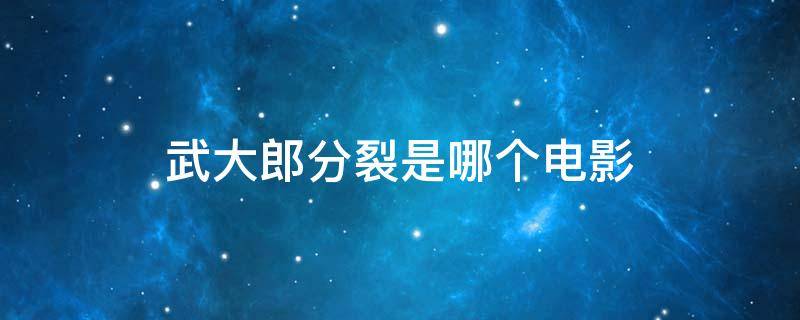 武大郎分裂是哪个电影 武大郎是什么剧