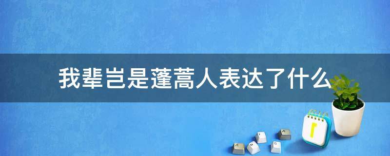 我辈岂是蓬蒿人表达了什么 我辈岂是蓬蒿人形容什么