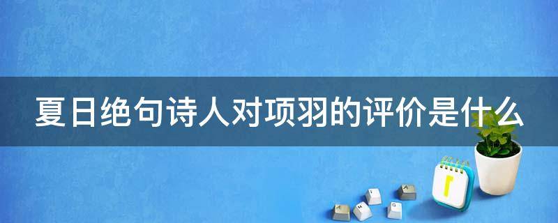 夏日绝句诗人对项羽的评价是什么 《夏日绝句》中诗人对项羽的评价是什么