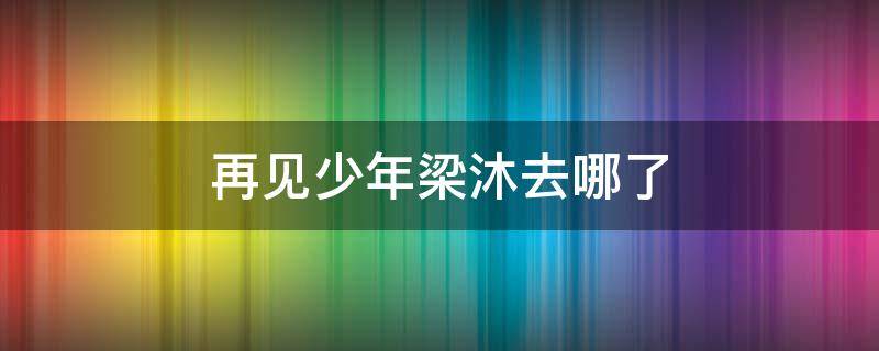 再见少年梁沐去哪了（再见少年梁沐为什么失踪了）