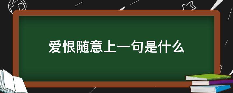 爱恨随意上一句是什么 爱恨随意