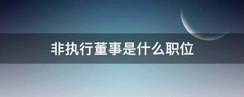 非执行董事是什么职位（什么是执行董事和非执行董事）