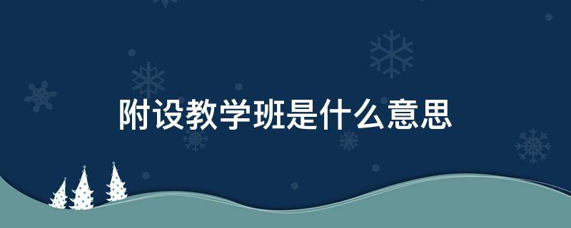 附设教学班是什么意思 附设教学班是什么意思例子