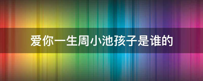 爱你一生周小池孩子是谁的（电视剧爱你一生周小池的扮演者是谁）