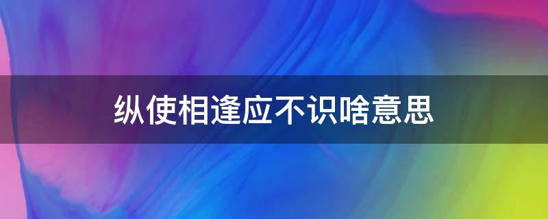 纵使相逢应不识啥意思（纵使相逢应不识!）