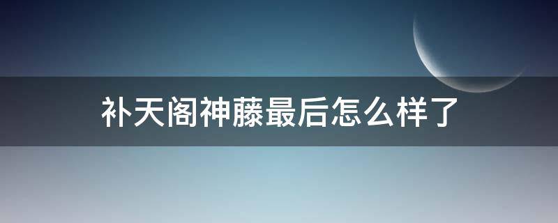 补天阁神藤最后怎么样了 补天阁神藤和柳神