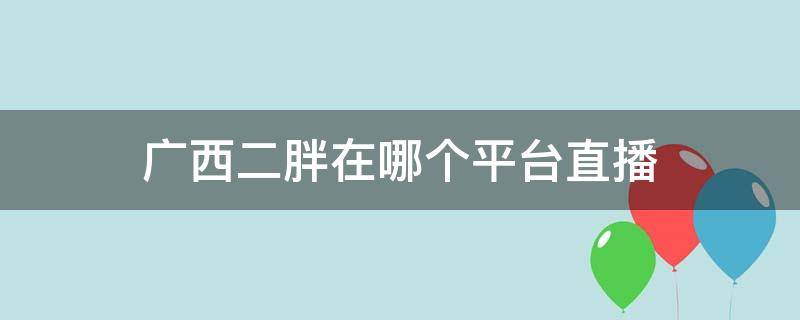 广西二胖在哪个平台直播（广西二胖妹直播视频）