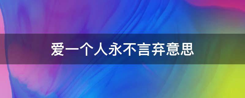 爱一个人永不言弃意思（爱你永不言弃什么意思）