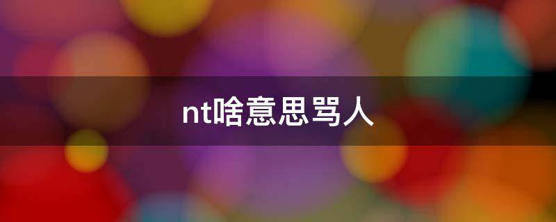 nt啥意思骂人（骂别人nt是什么意思）