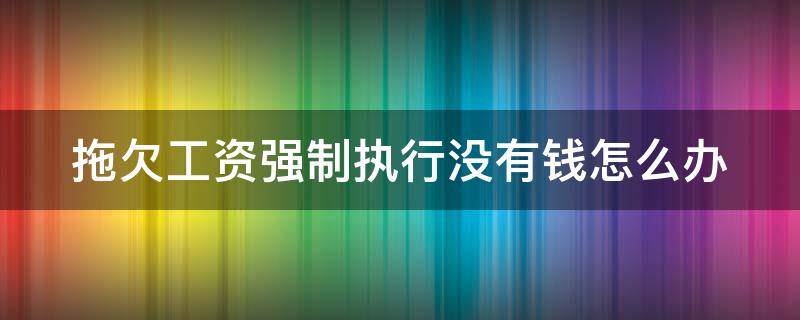 拖欠工资强制执行没有钱怎么办 拖欠工资强制执行没有钱怎么办呢