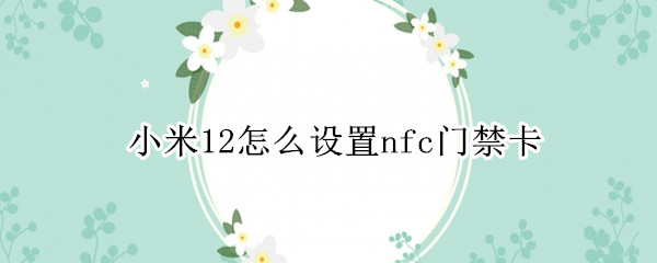 小米12怎么设置nfc门禁卡（小米10s nfc绑定门禁卡）