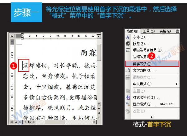 Word2003首字下沉怎么设置(图文)