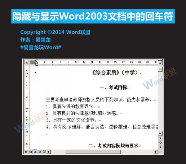 Word2003文档中的回车符怎么隐藏 office.word 回车符号怎么隐藏