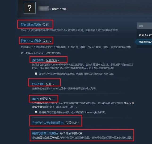 steam隐私设置在哪